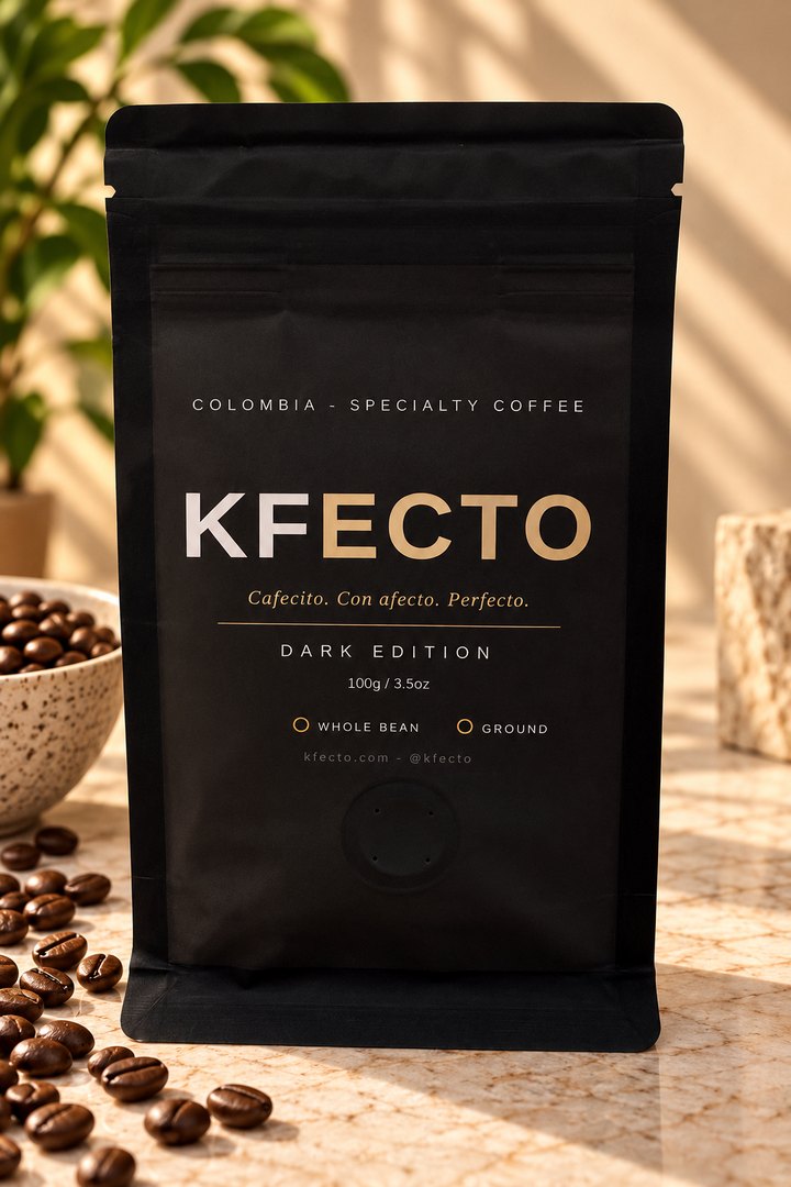 KFECTO Dark Edition 100 g bag, matte black, Colombia · Specialty Coffee